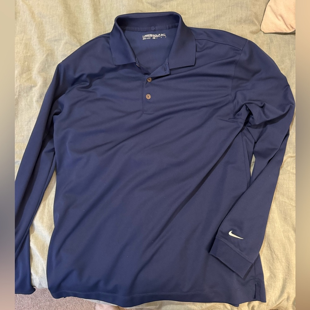 NIKE Navy Long sleeve golf Polo. Size men’s medium
